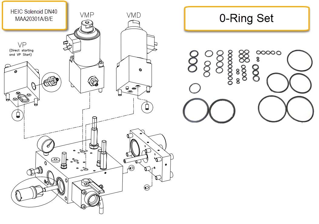 O-ring sats, Otis 2000H, HEIC DN40 ventilblock