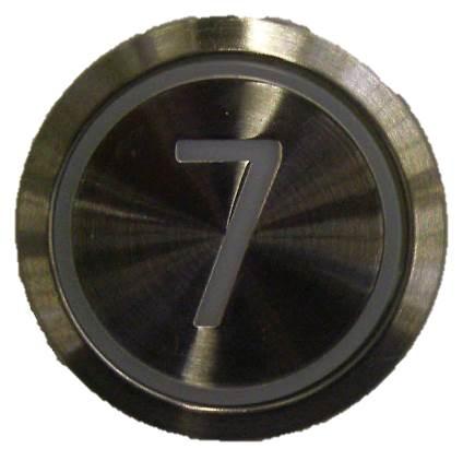 Tryckknapp, KONE KDS, rund, rf, vit LED, symbol ''7''