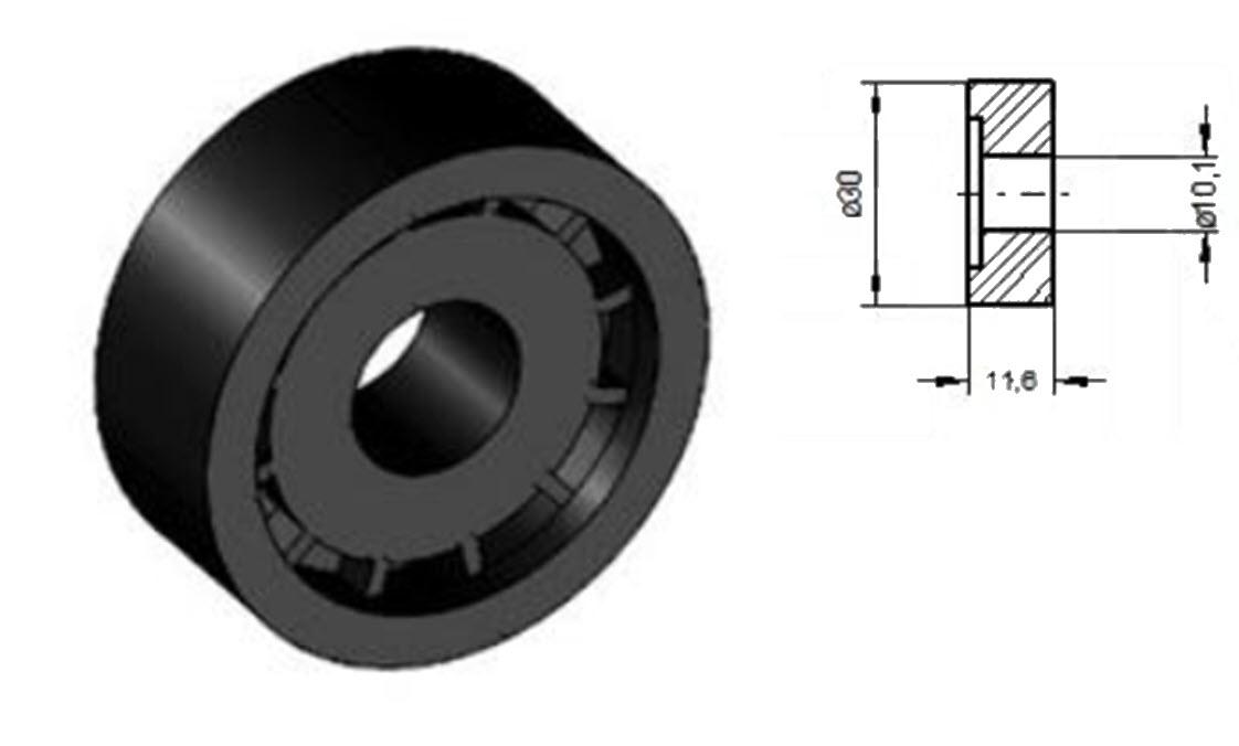 Låsrulle, Passar Sematic, ø30/10x12mm